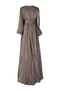 Gold Lame Floral Applique Dress