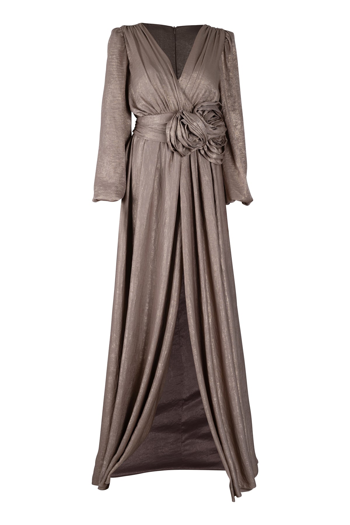 Gold Lame Floral Applique Dress