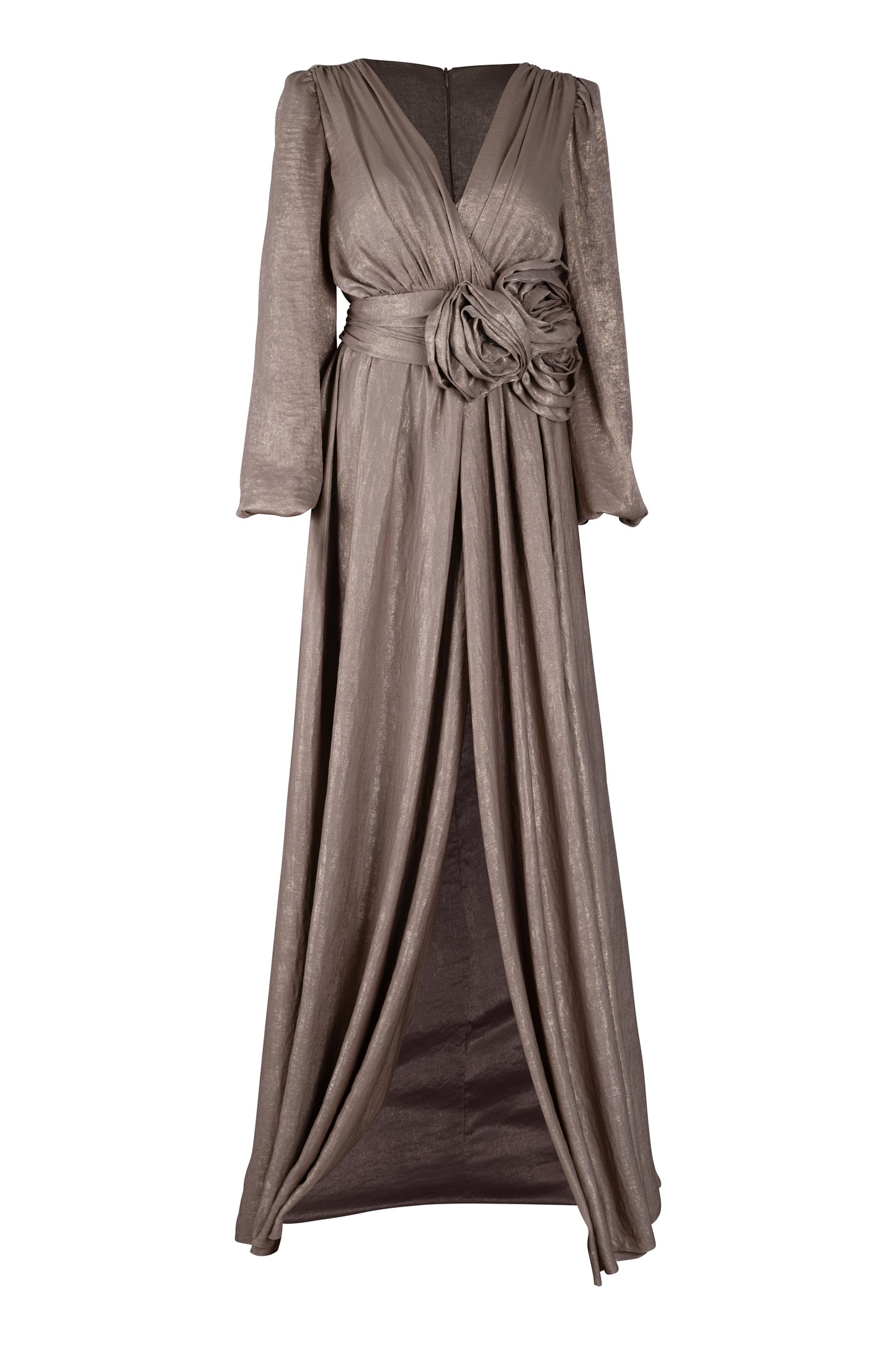 Gold Lame Floral Applique Dress