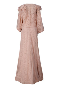 Two Piece Peach Beaded Gown
