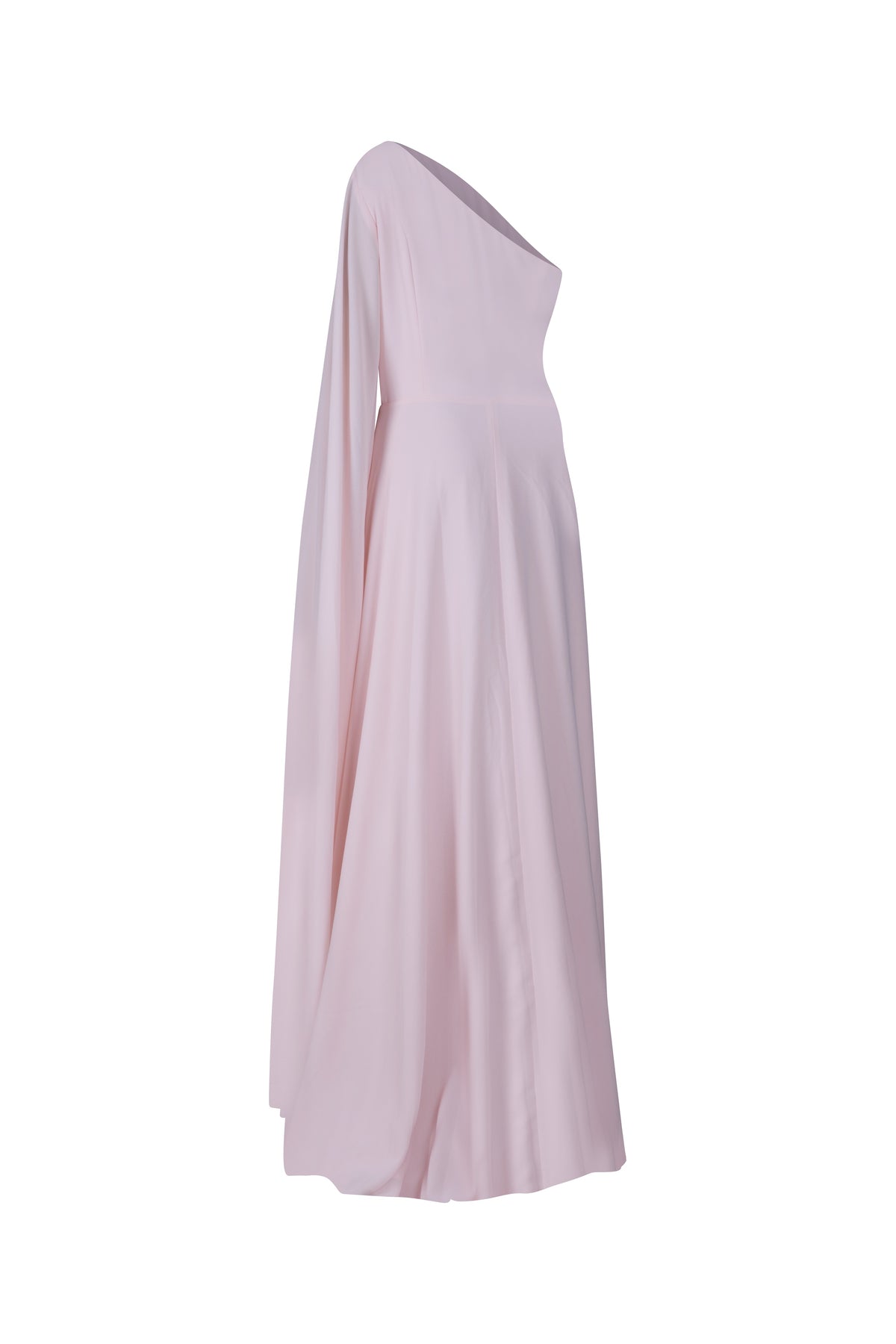 Pink One Shoulder Cape Beaded Gown