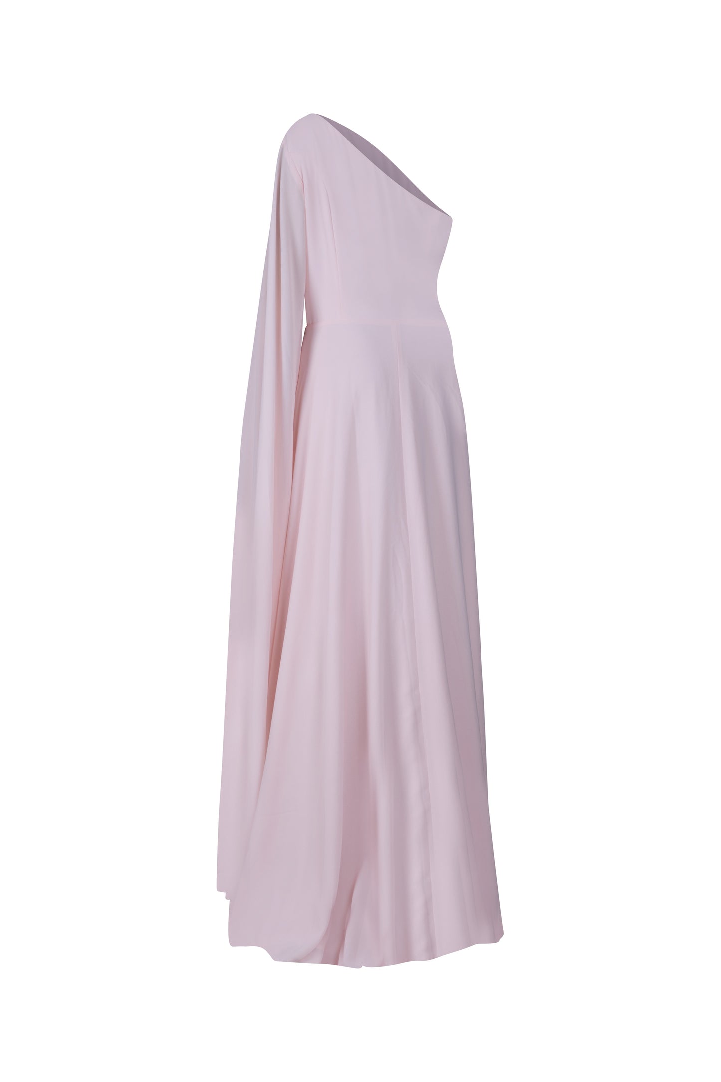 Pink One Shoulder Cape Beaded Gown