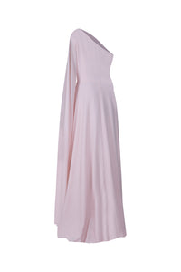 Pink One Shoulder Cape Beaded Gown