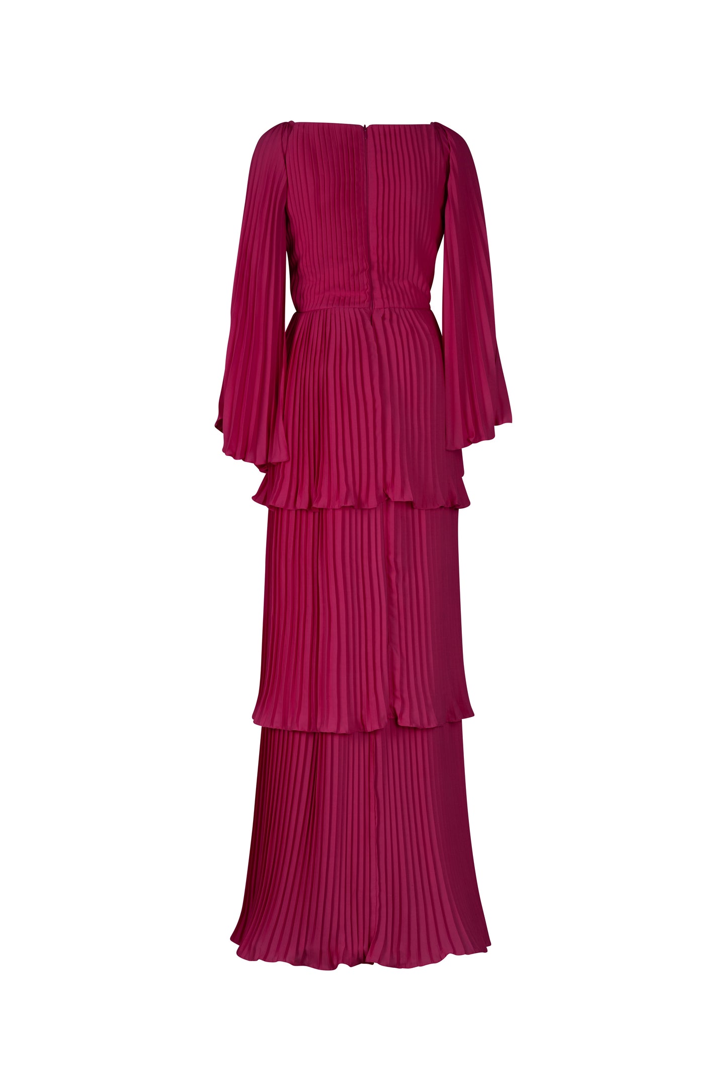 Pink Pleated Cape Sleeve Dress