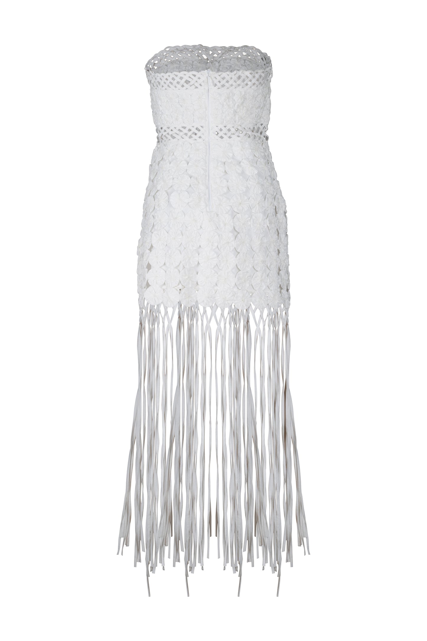 White Strapless Fuxico Fringe Dress