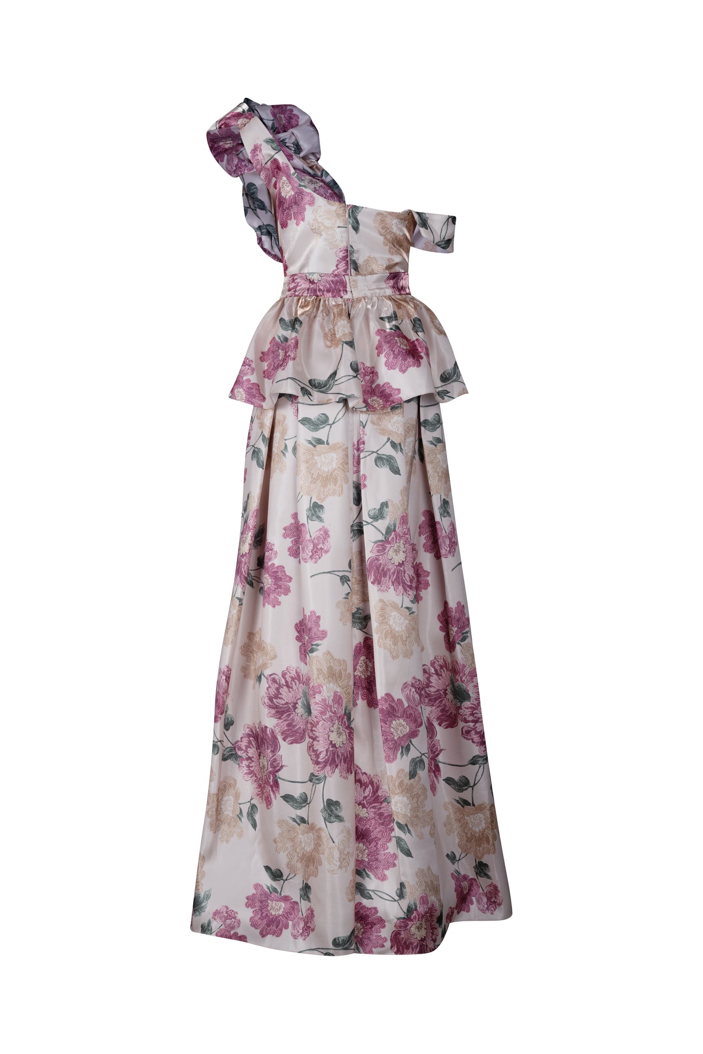 Multi Spring Floral One Shoulder Gown