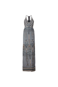 Gray and Silver Hand Beaded Gown