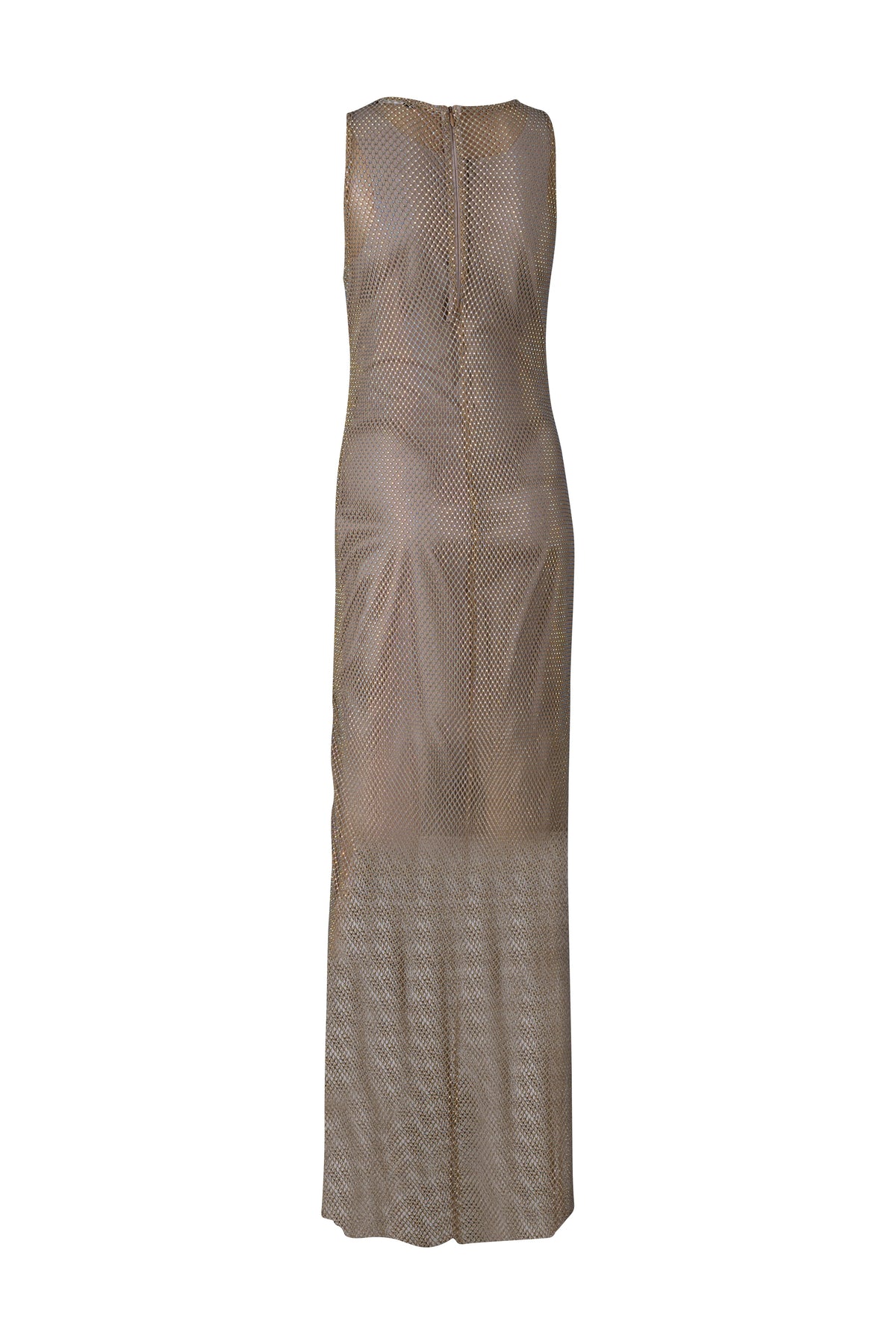 Nude Knit Swarovski Crystals Sleeveless Dress