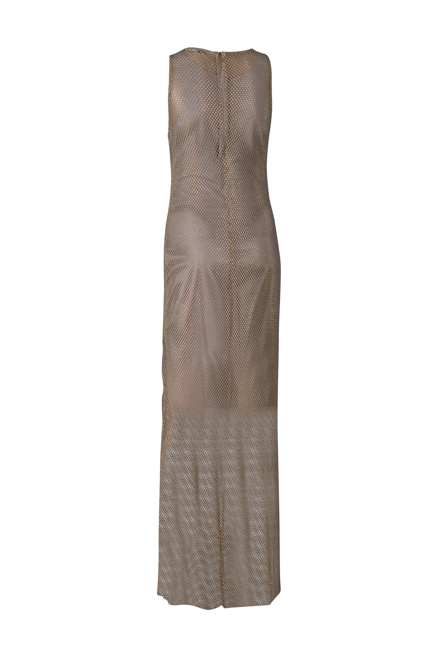 Nude Knit Swarovski Crystals Sleeveless Dress
