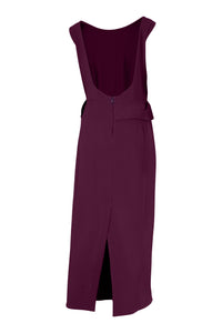 Egg Plant Flower Peplum Midi Dress