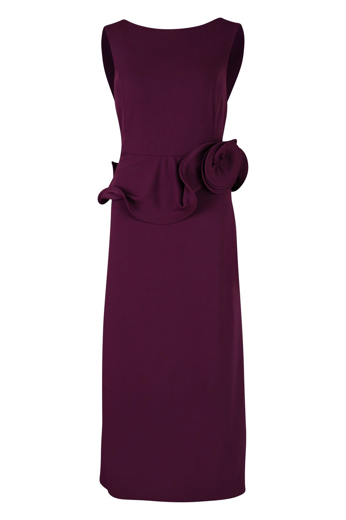 Egg Plant Flower Peplum Midi Dress
