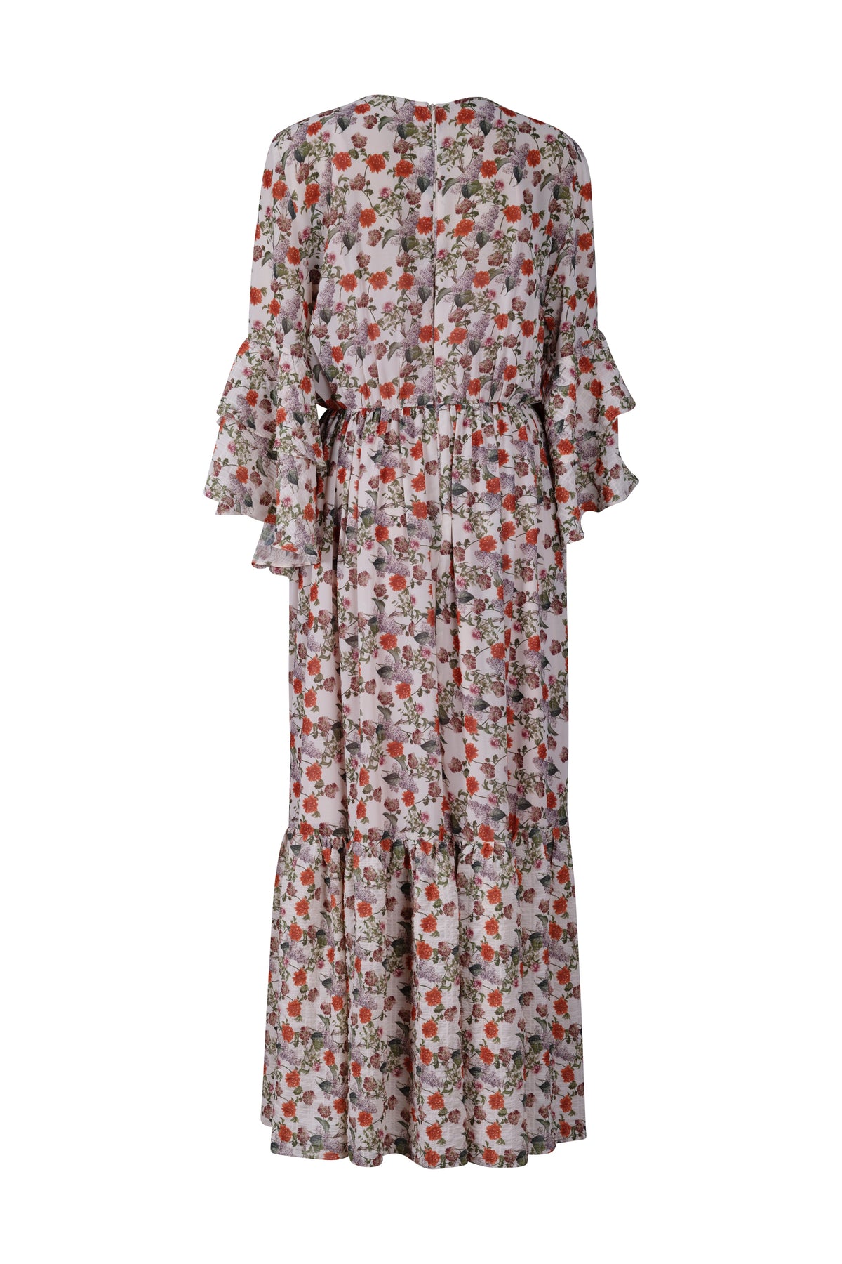Nude Floral Three-Quarter Sleeve Dress