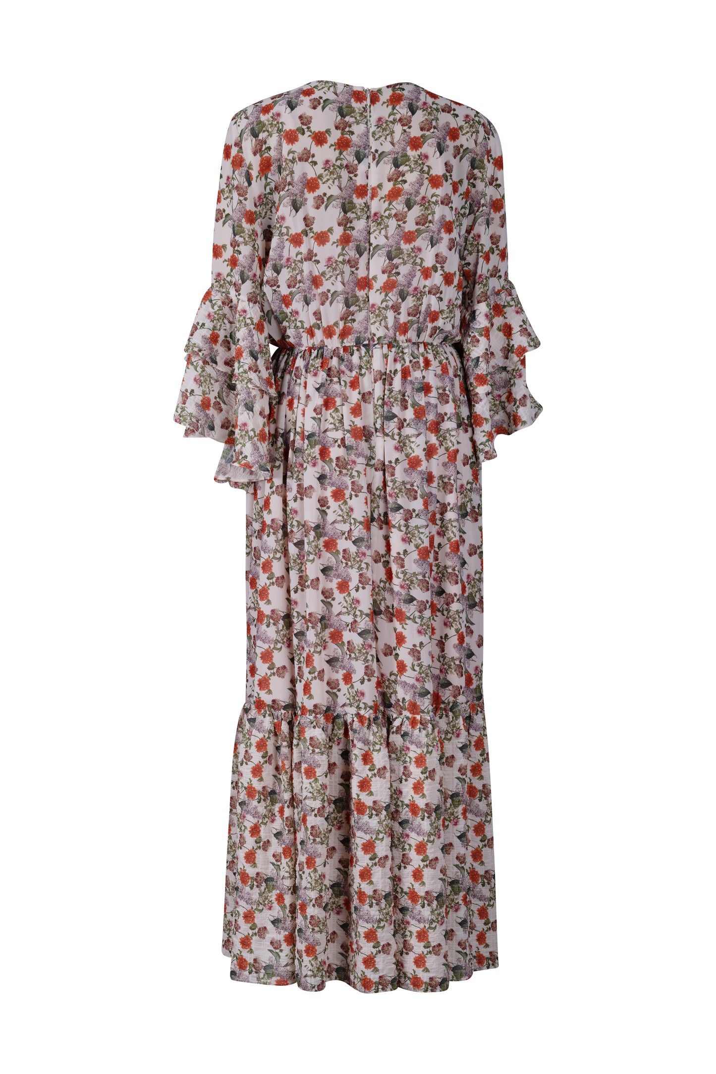 Nude Floral Three-Quarter Sleeve Dress