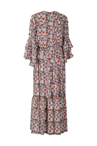 Nude Floral Three-Quarter Sleeve Dress