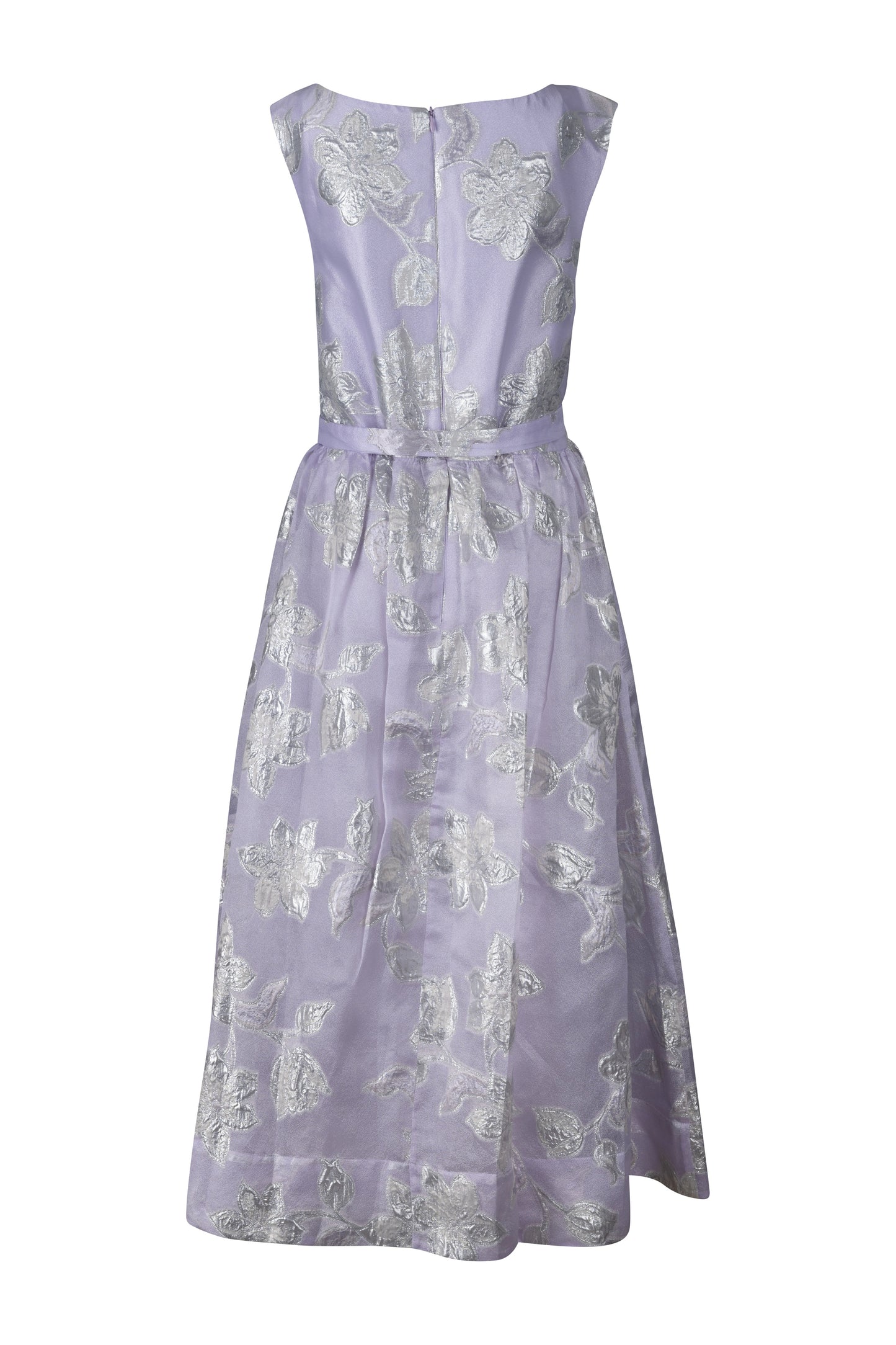 Lavender and Silver Brocade Midi Dress