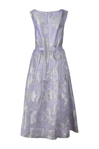 Lavender and Silver Brocade Midi Dress
