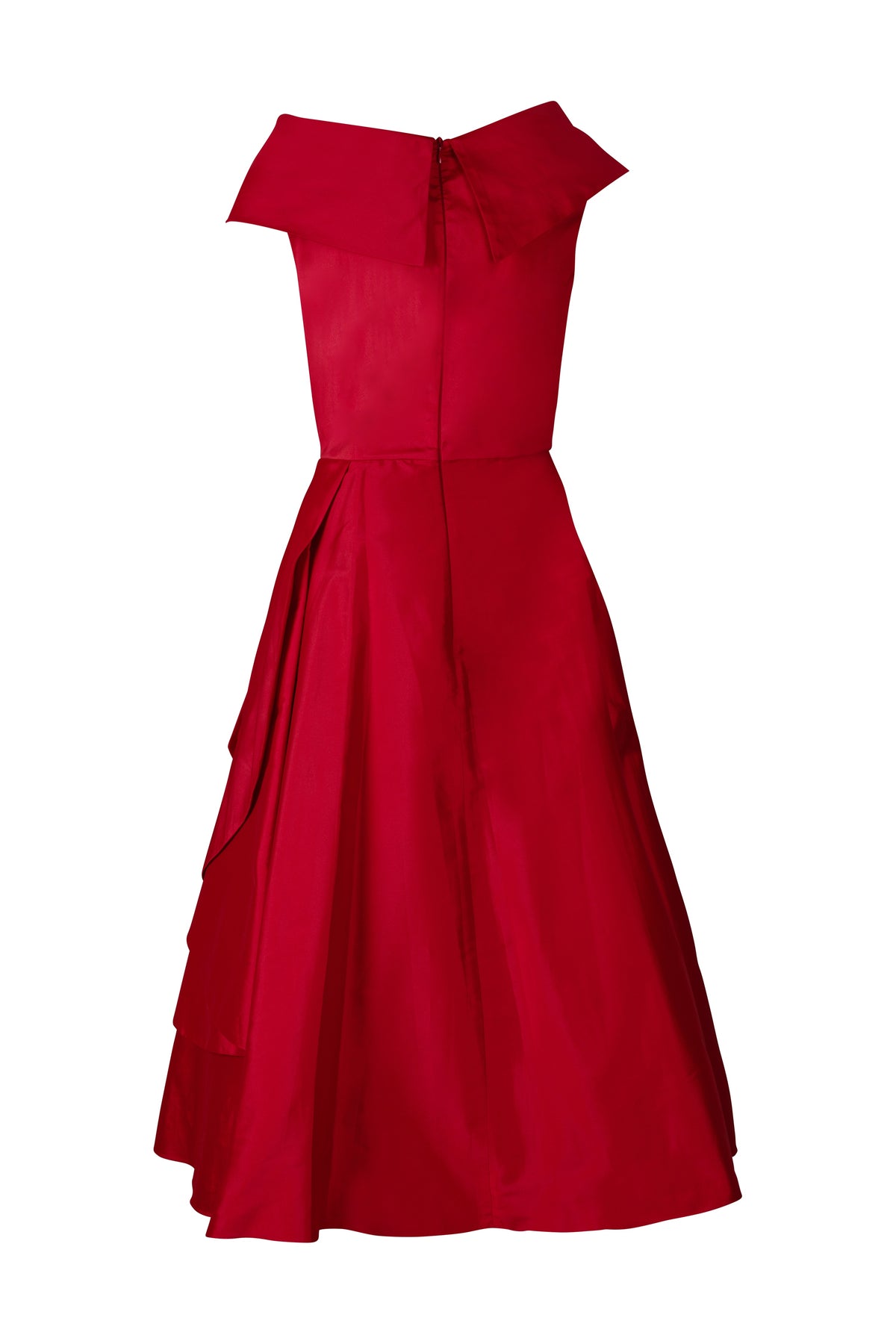 Red Off Shoulder Taffeta Cocktail Dress