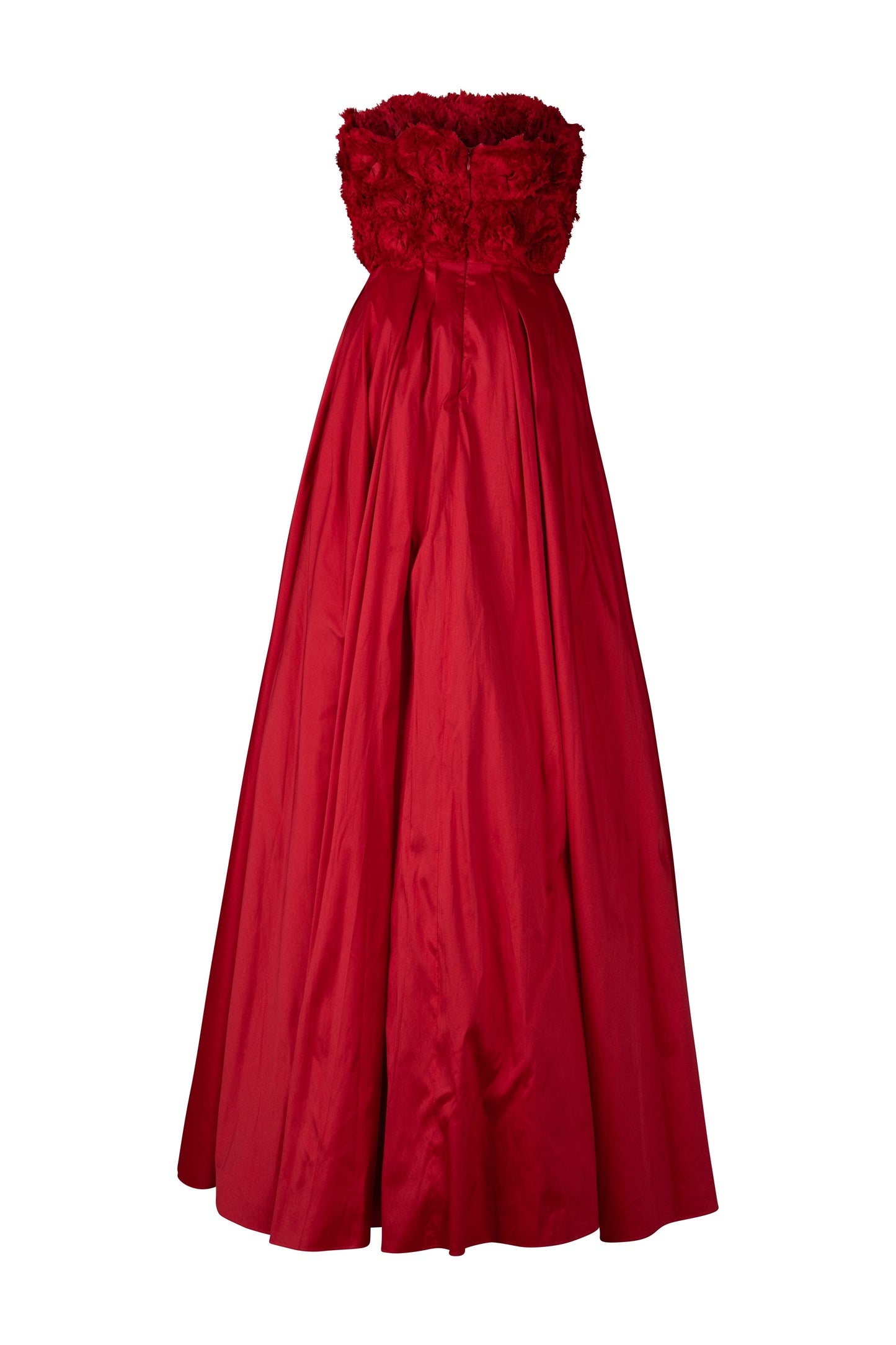 Red Taffeta Gown with Florets