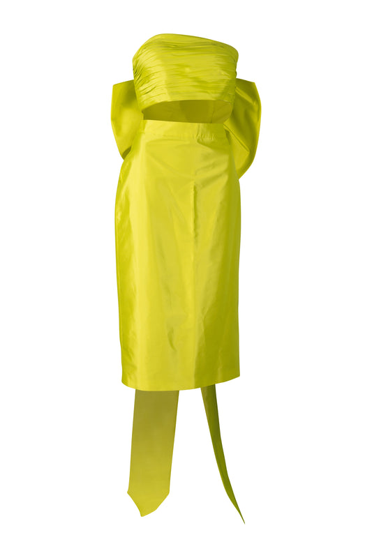 Chartreuse Two Piece Crop Top Set