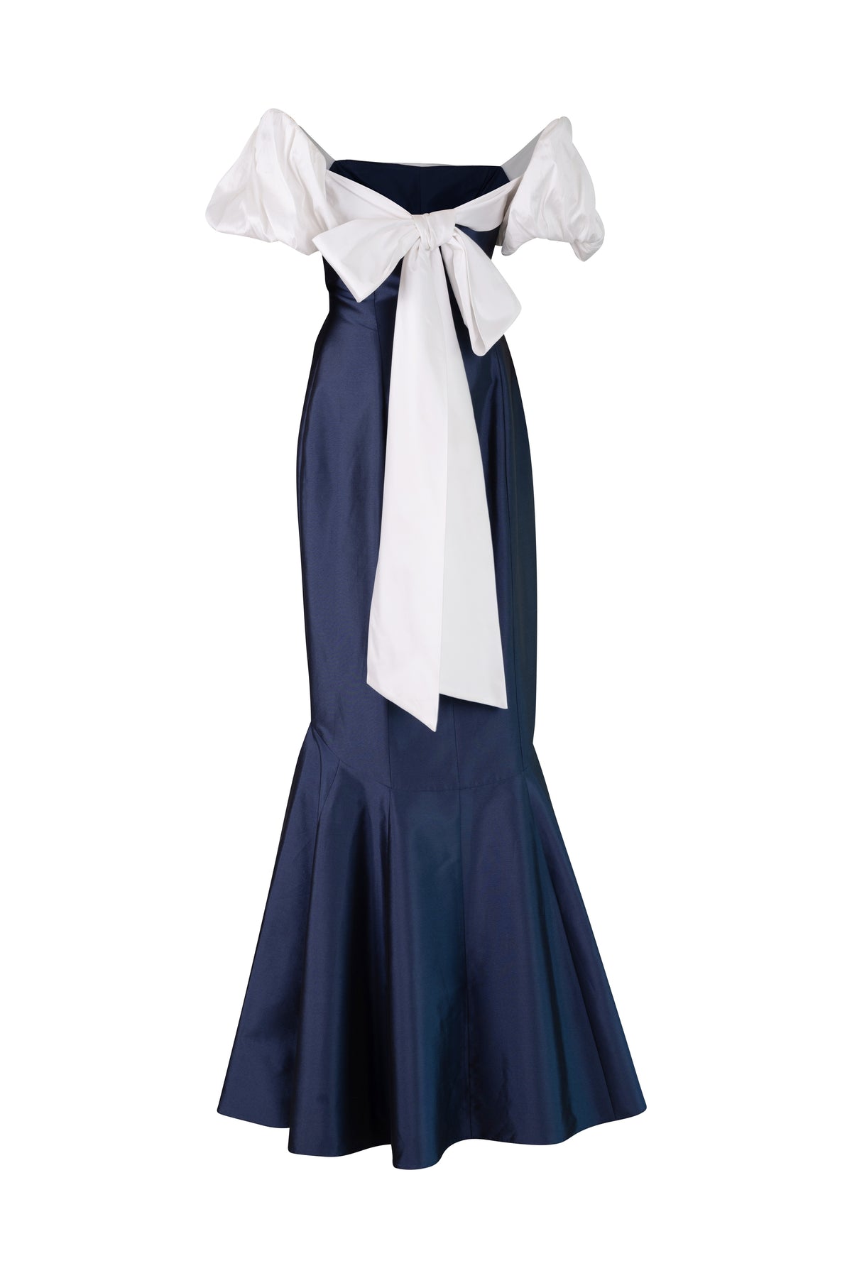 Navy and White Taffeta Gown