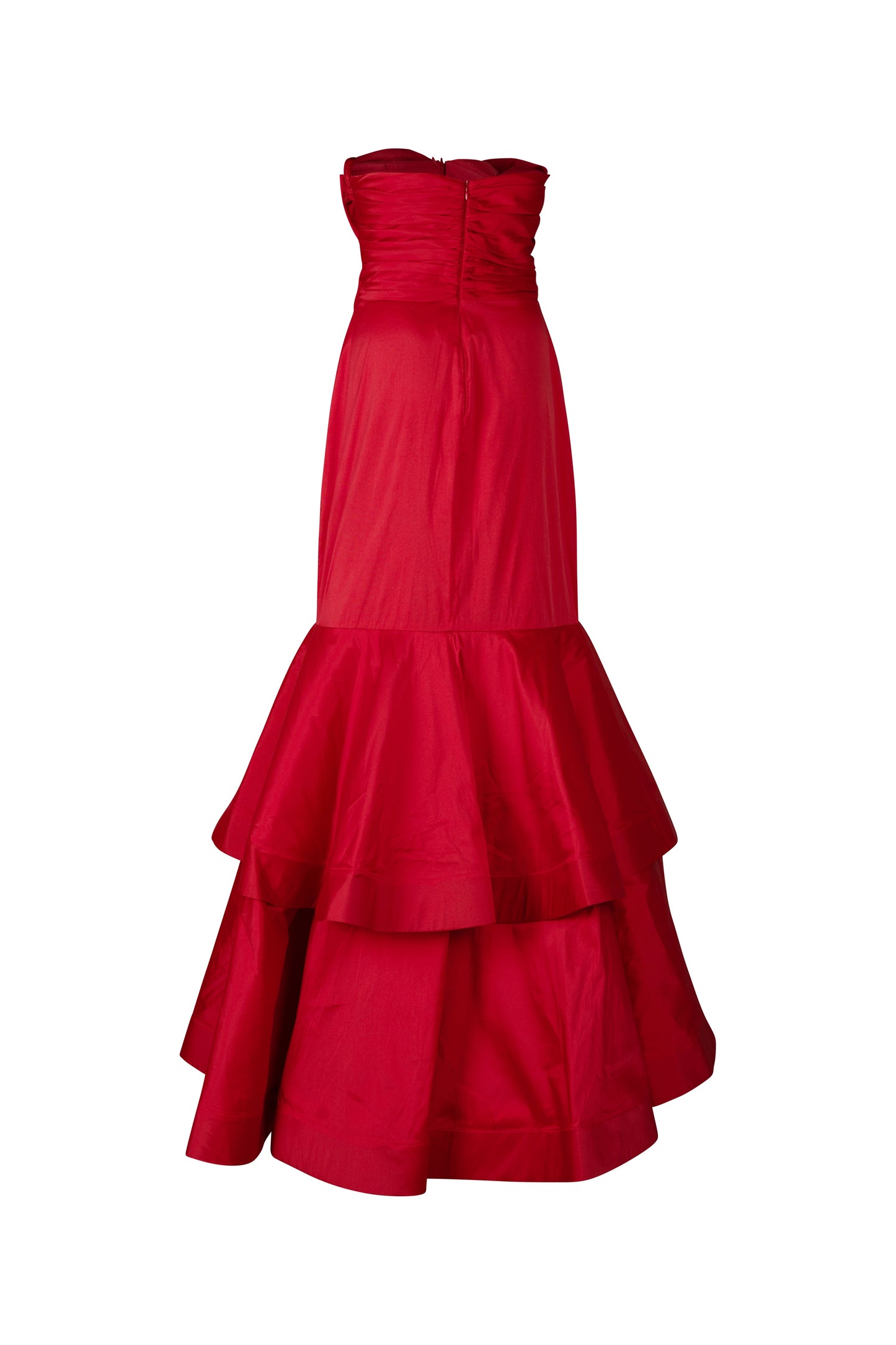 Red Strapless Front Bow Taffeta Gown