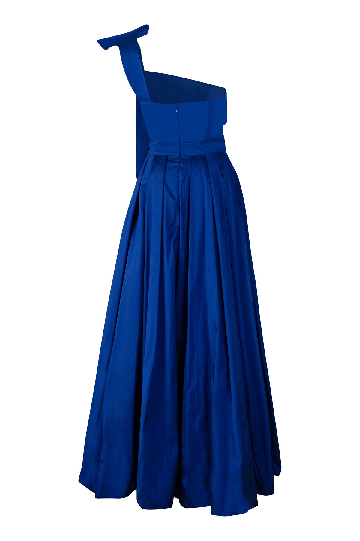 Navy Blue One Shoulder Taffeta Ball Gown