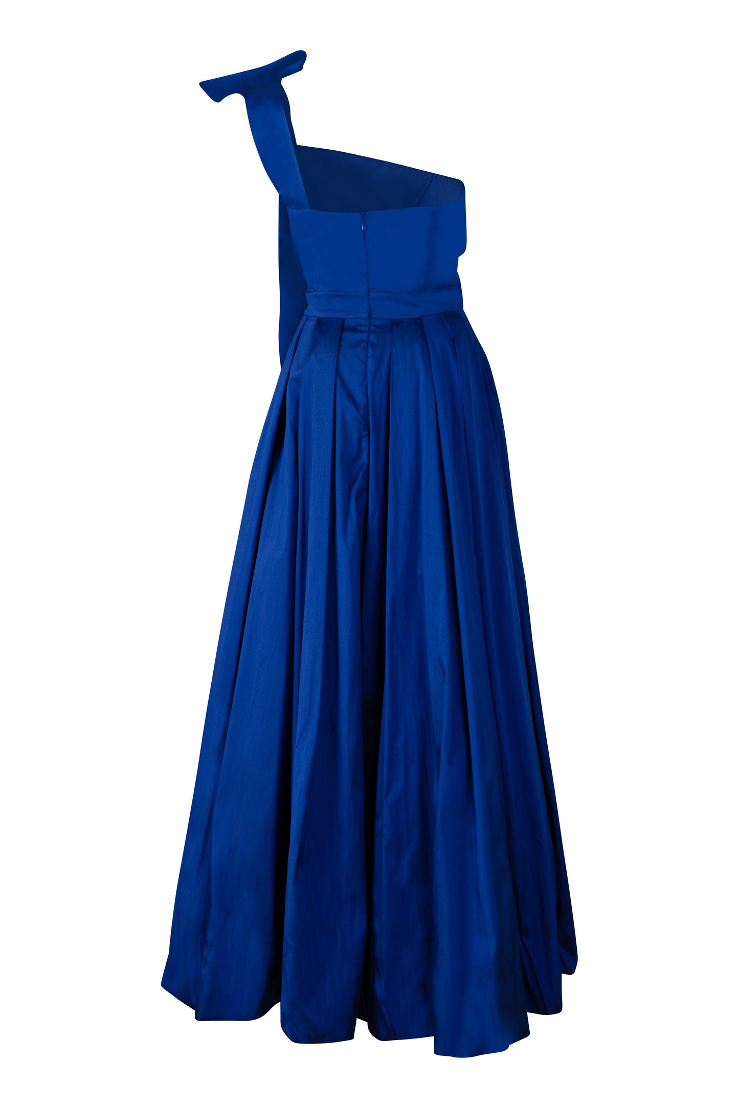 Navy Blue One Shoulder Taffeta Ball Gown