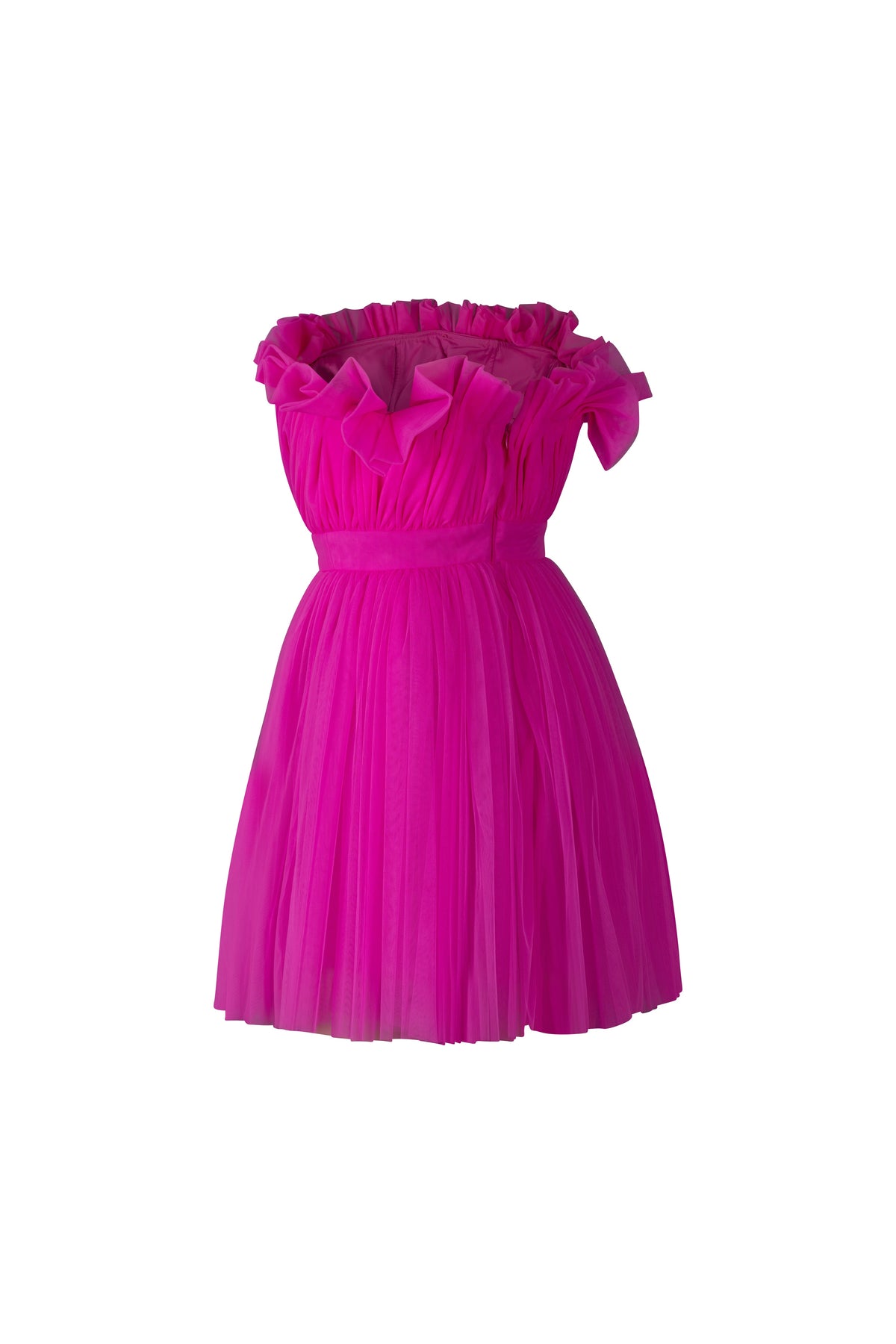 Hot Pink Tulle Strapless Dress
