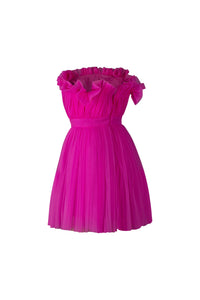 Hot Pink Tulle Strapless Dress