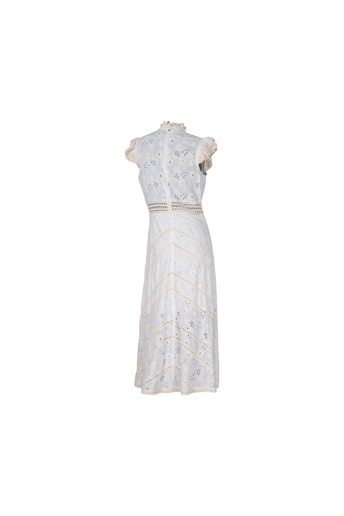 Beige Eyelet Crochet Midi Dress