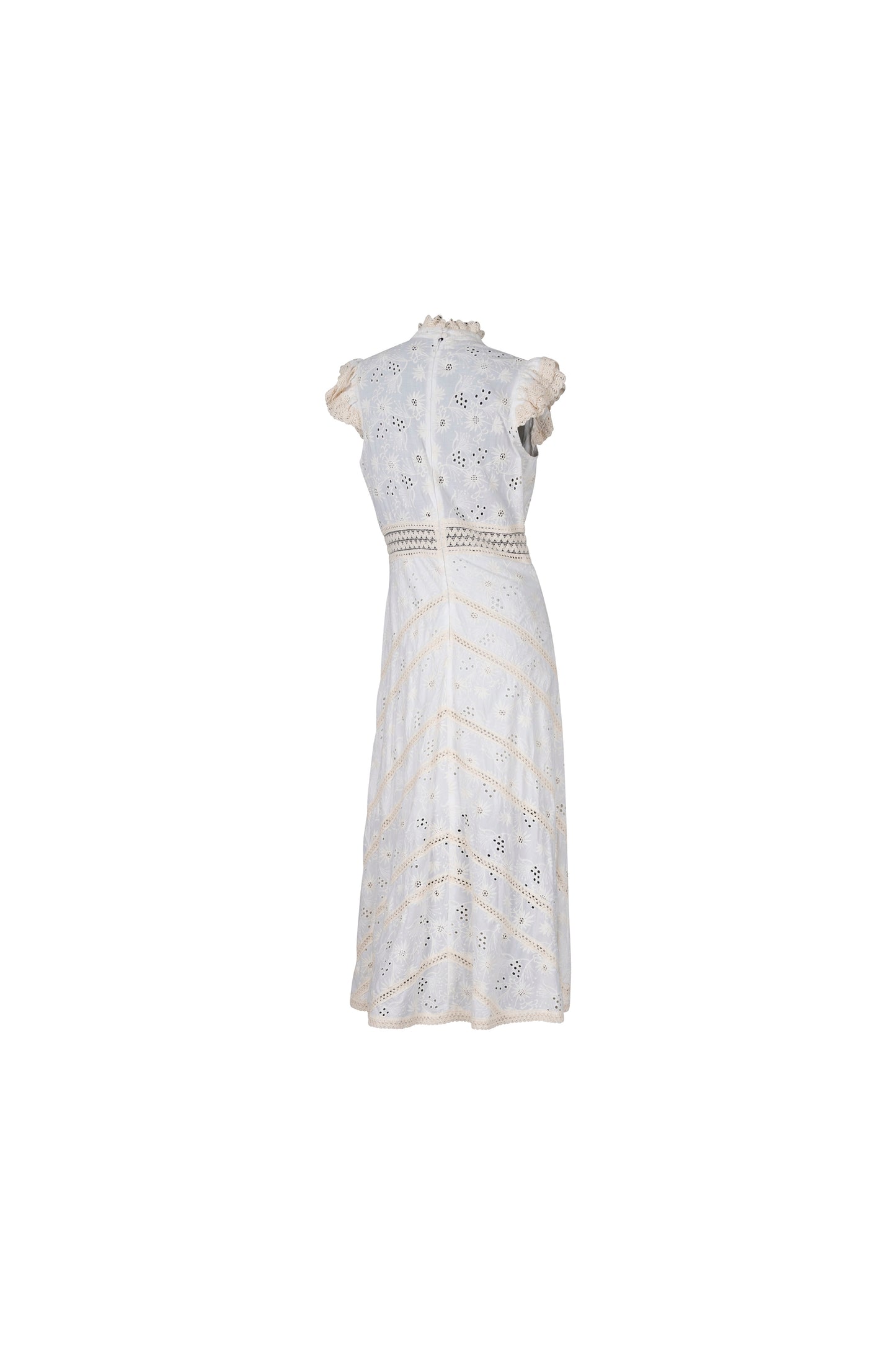 Beige Eyelet Crochet Midi Dress