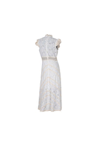 Beige Eyelet Crochet Midi Dress