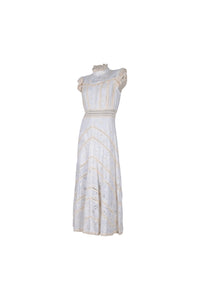 Beige Eyelet Crochet Midi Dress