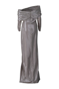 Champagne Off the Shoulder Ruched Dress