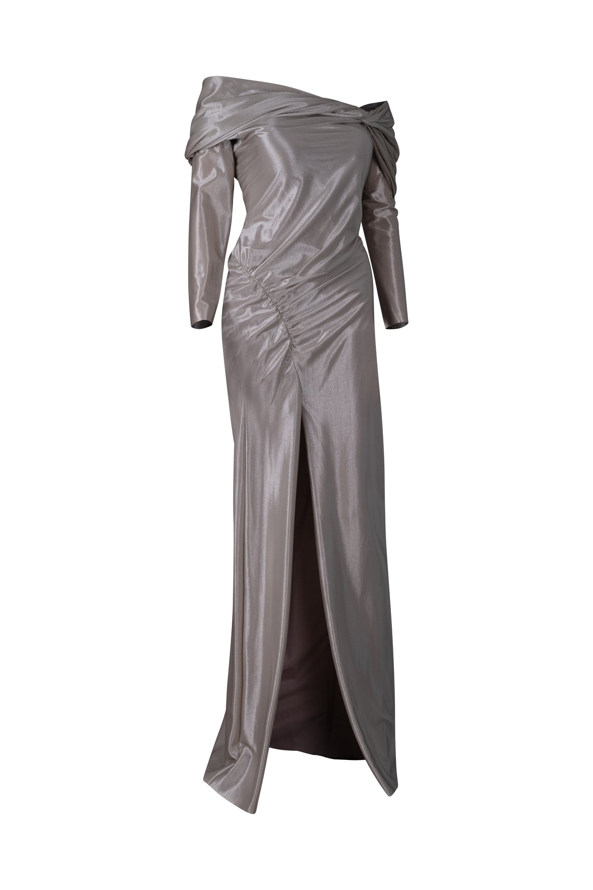 Champagne Off the Shoulder Ruched Dress