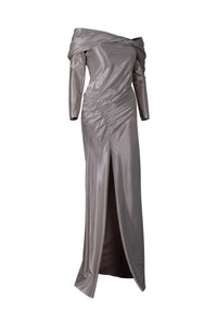 Champagne Off the Shoulder Ruched Dress
