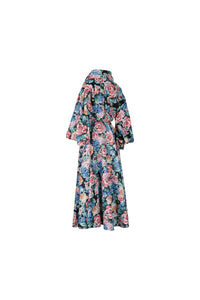 Floral Strapless Gown with Layered Ruffles