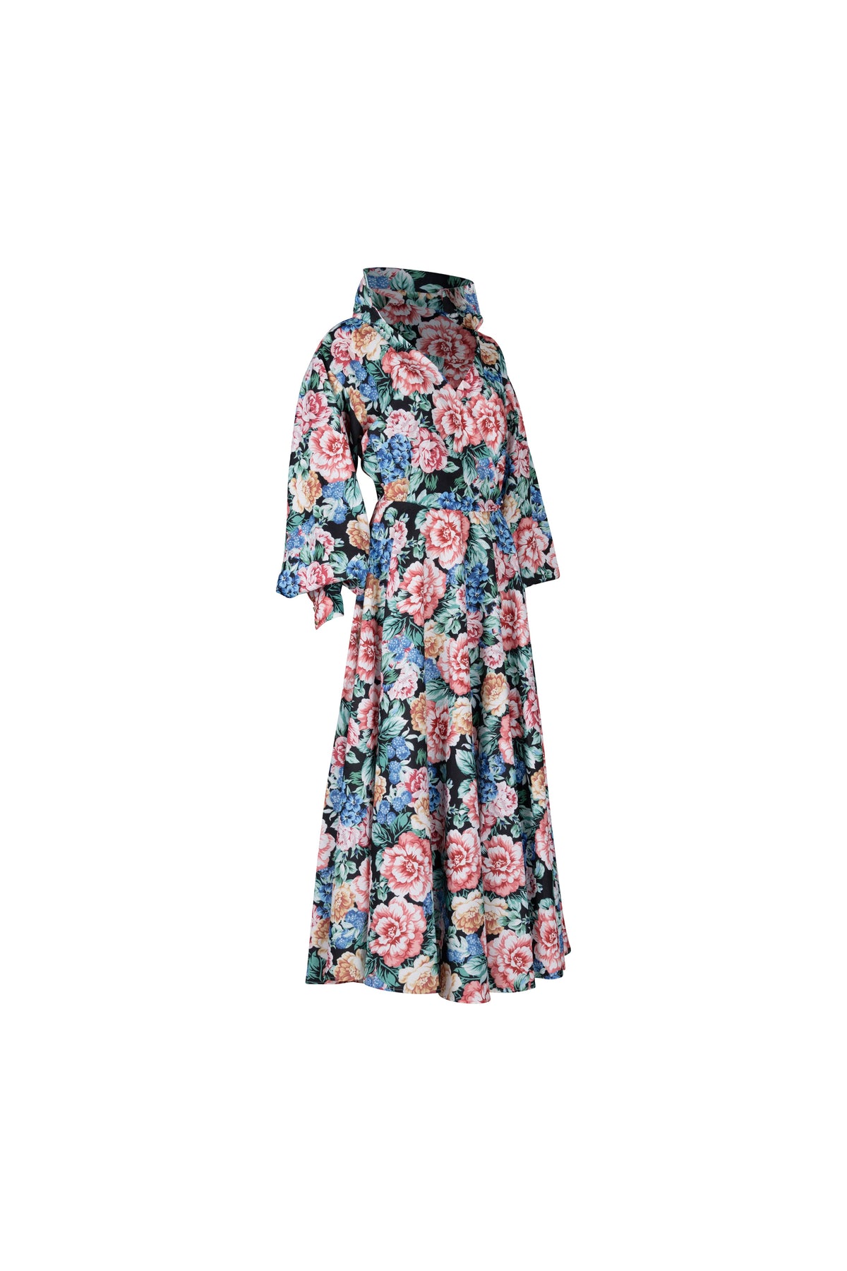 Floral Strapless Gown with Layered Ruffles