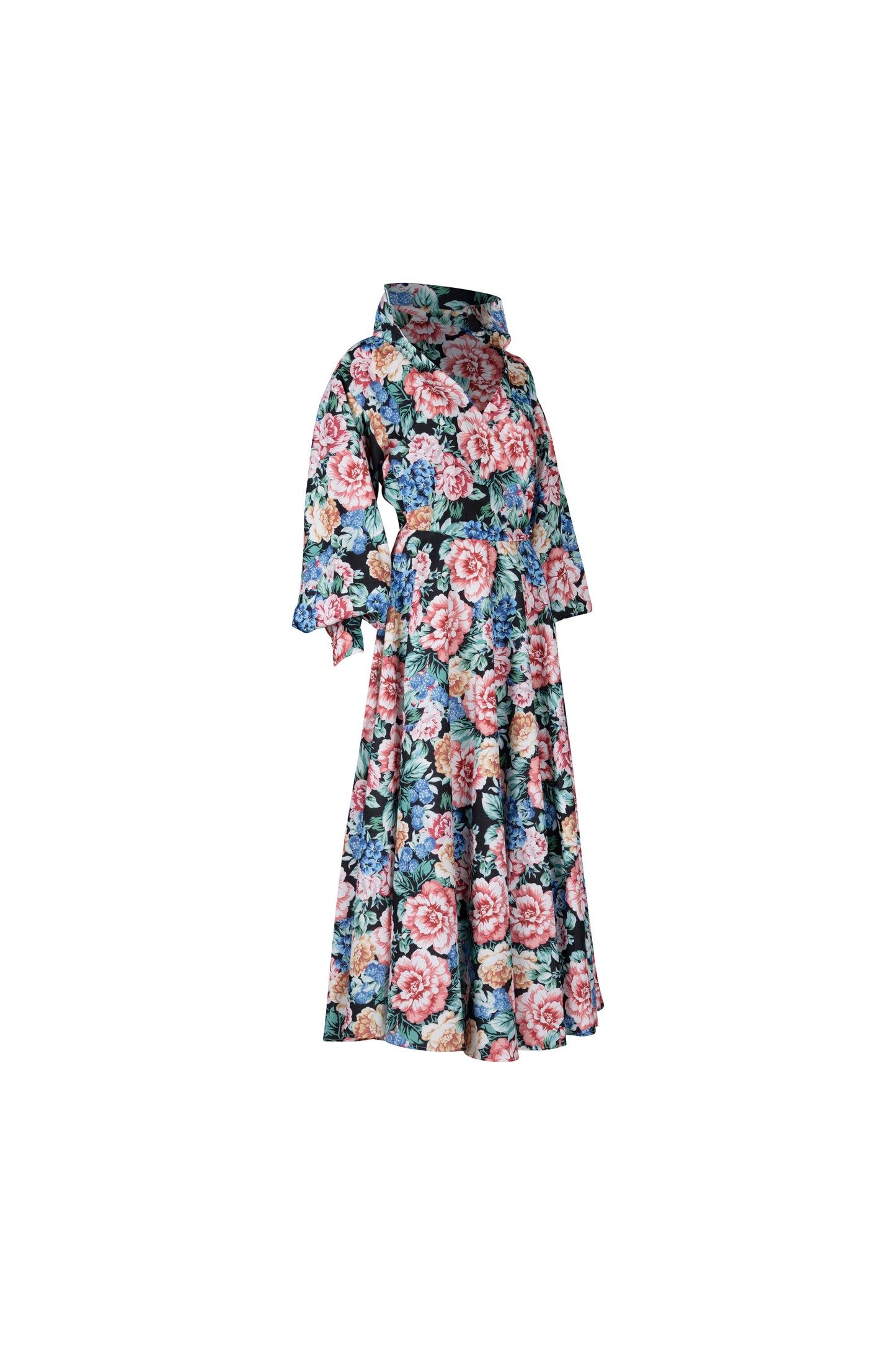 Floral Strapless Gown with Layered Ruffles