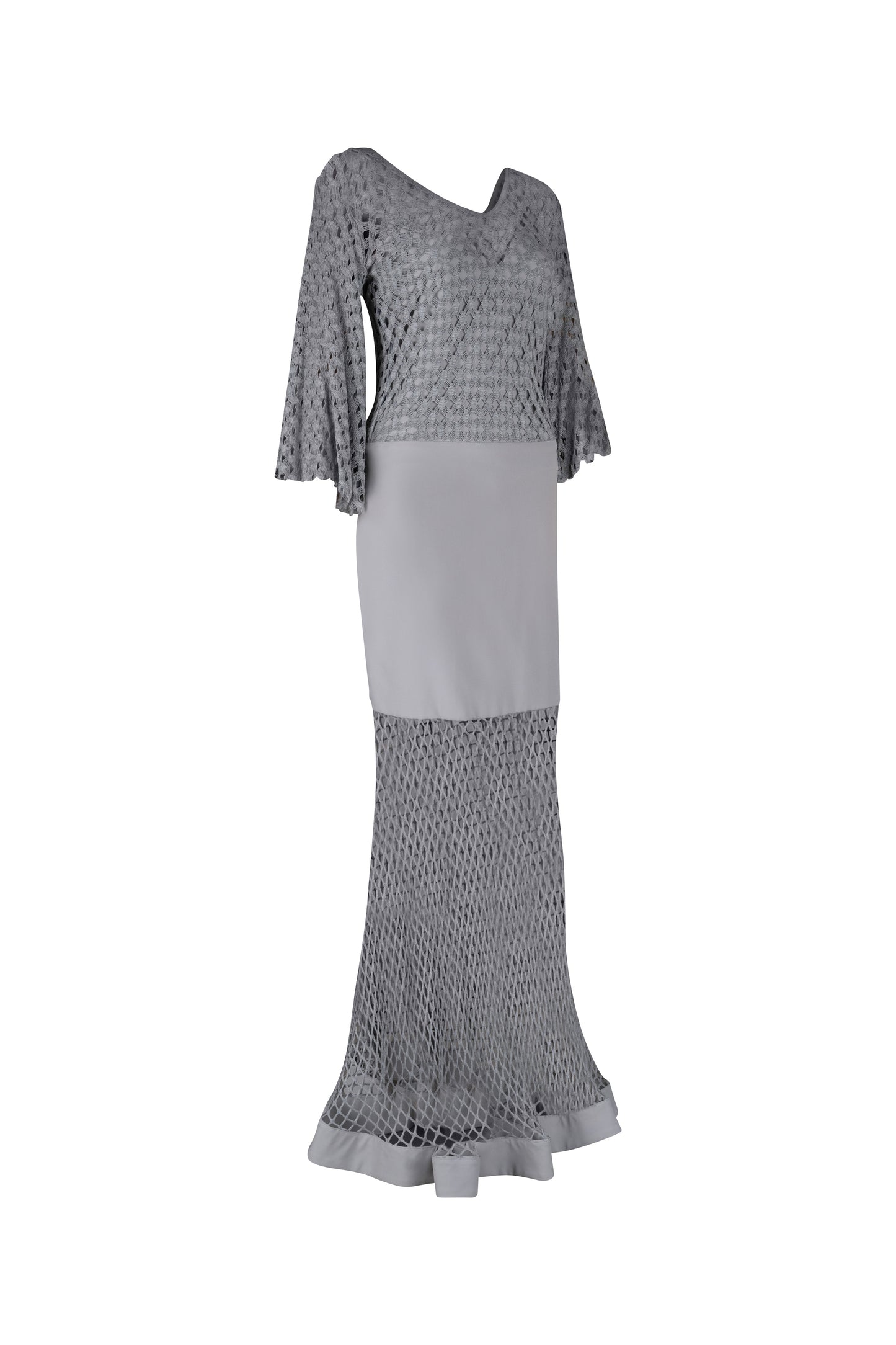 Gray Sheer Knit Dress