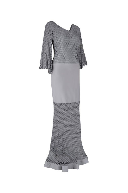 Gray Sheer Knit Dress