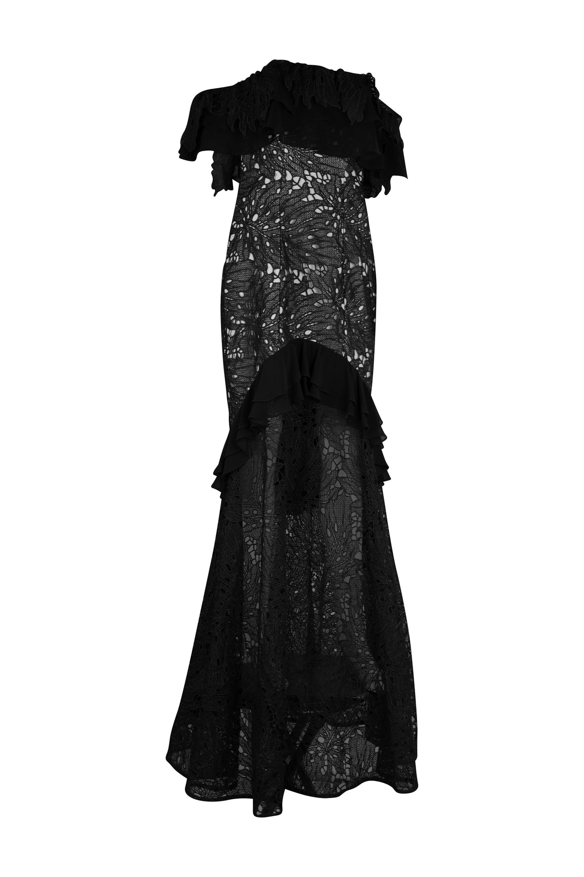 Black Lace Off the Shoulder Long Dress