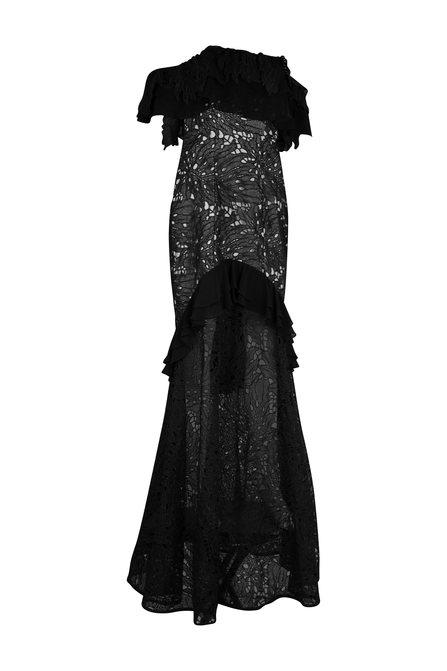 Black Lace Off the Shoulder Long Dress