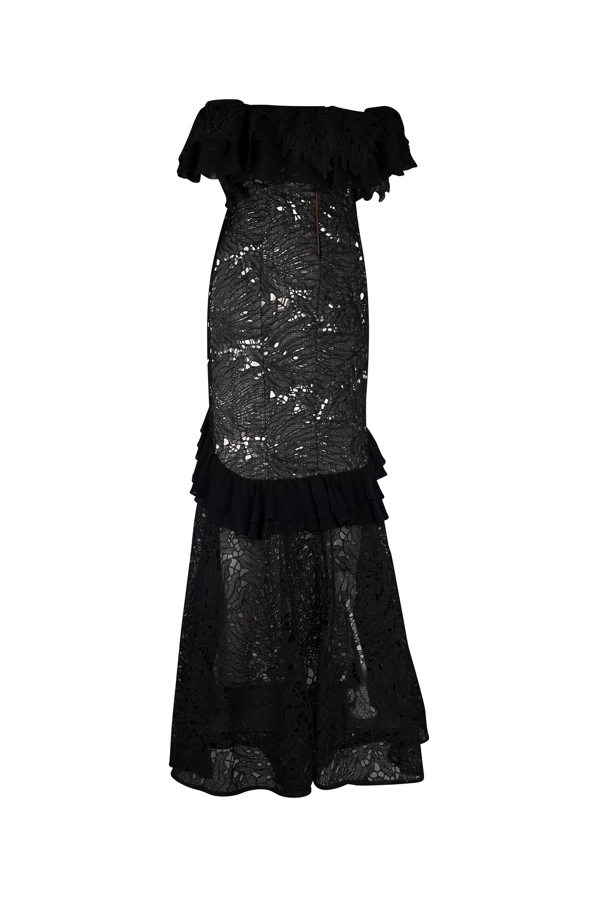 Black Lace Off the Shoulder Long Dress