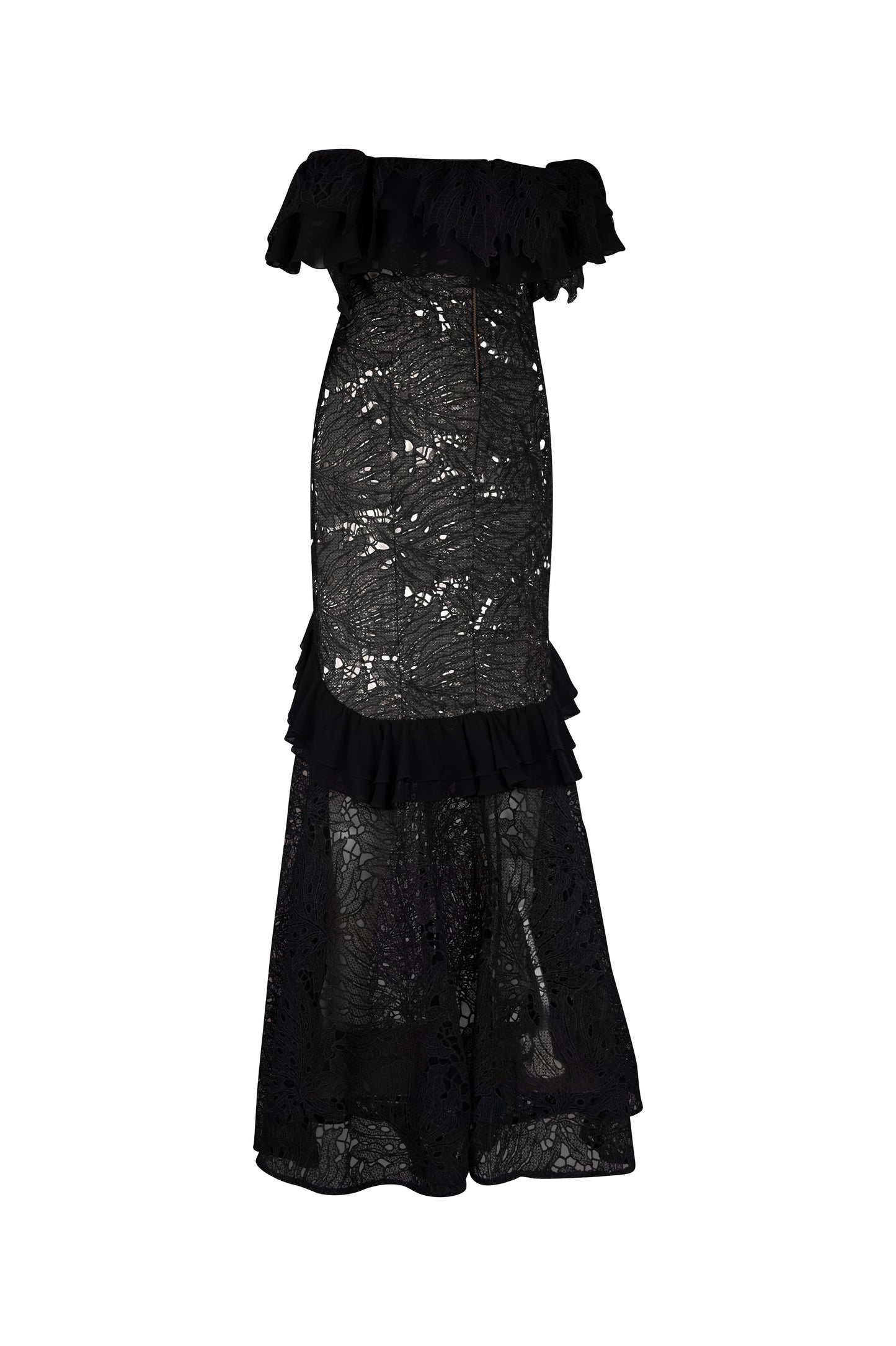Black Lace Off the Shoulder Long Dress