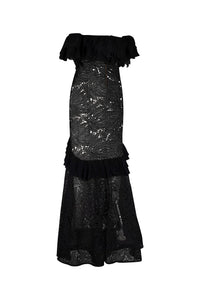 Black Lace Off the Shoulder Long Dress