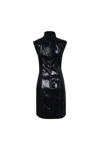 Black Halter Sequin Mini Dress