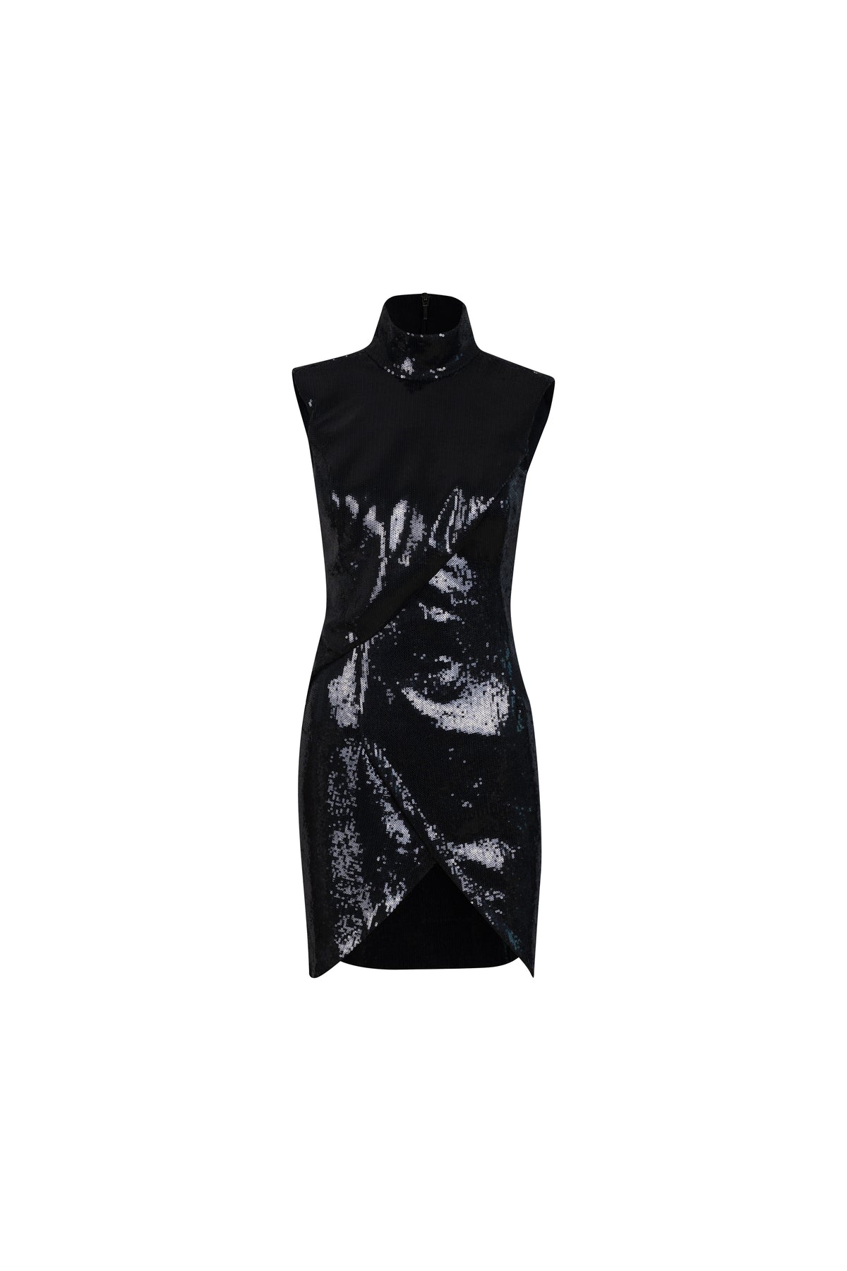 Black Halter Sequin Mini Dress