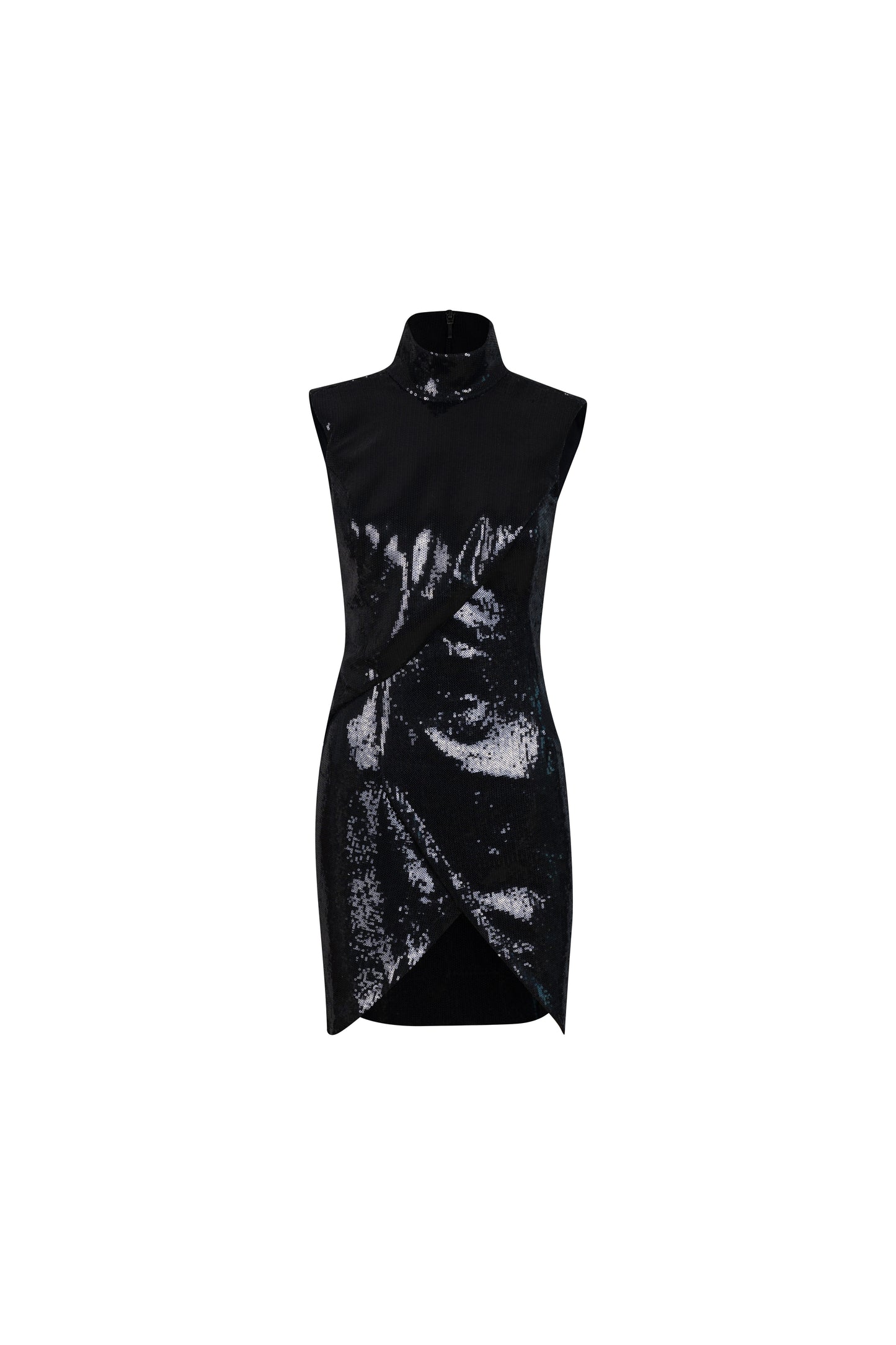 Black Halter Sequin Mini Dress