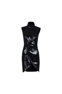 Black Halter Sequin Mini Dress